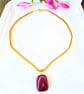 Fuchsia Stripe Agate Rectangle Pendant On Chunky Gold Plate 3mm Box Chain 17inch - Image 5