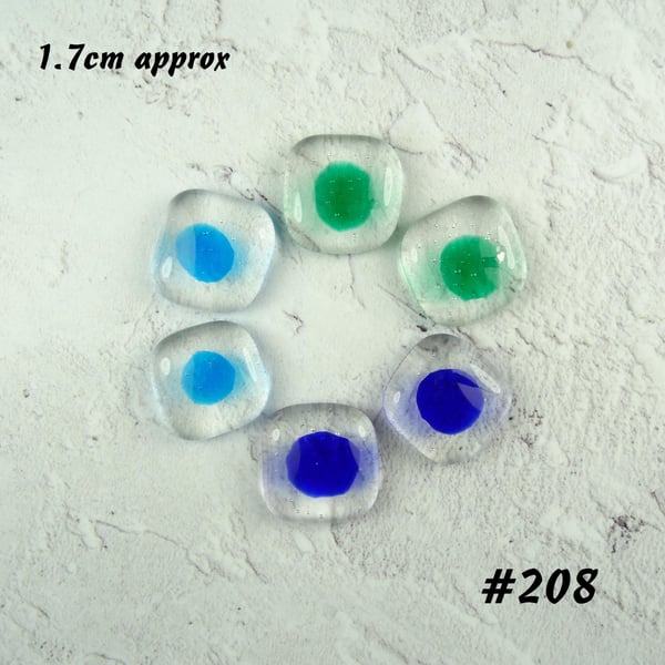 Blue and green glass cabochons, accessory glass, mosaic, handcrafted - 2 options