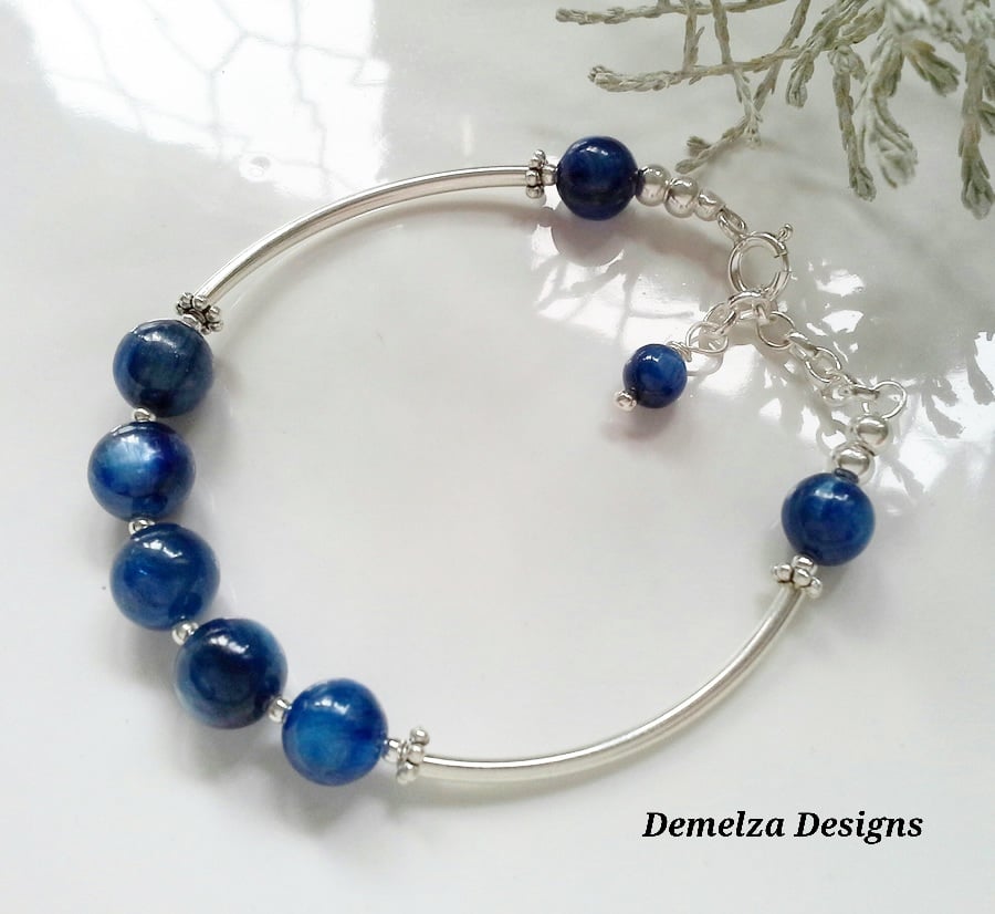 Blue Kyanite Sterling Silver Bracelet