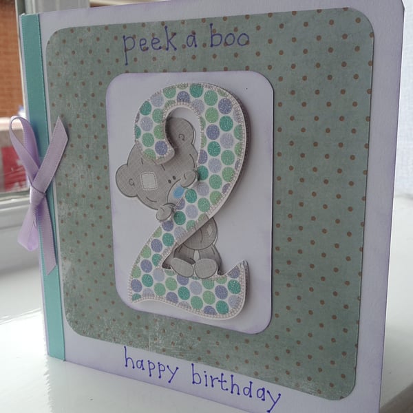 Peek a Boo child's Second birthday card