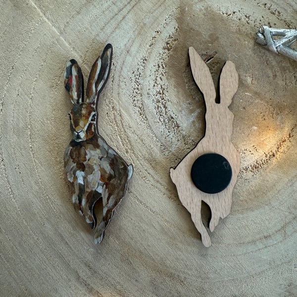 Sustainable Wooden Hare Magnet