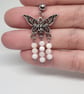 Freshwater Pearl Butterfly Earrings Stainless Steel Studs Handmade - Image 6