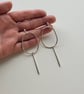 Large Open Oval Dangle Earrings, Handmade Recycled Sterling Silver - Image 2