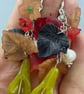 Autumnal Flower Earrings with Cultured Pearls, Serpentine, Green Quartz & Garnet - Image 2
