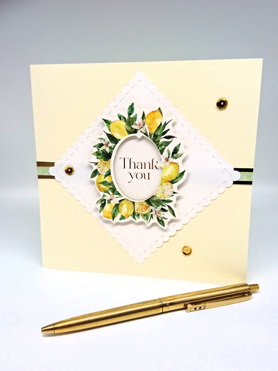 Thank You Card,Sicilian Lemons Symbol of Prosperity and Mediterranean Lifestyle
