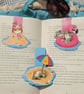 Beach Cat Magnetic Bookmark, Holographic funny cats Page Marker, Summer theme