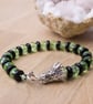 Dragon bracelet - Green and Black beaded dragon head bracelet