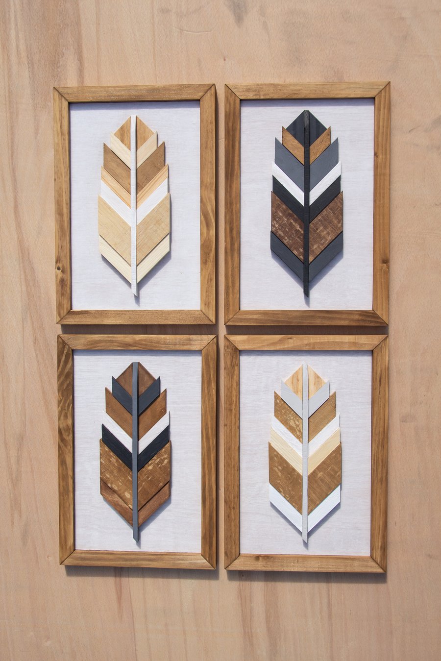 Wooden Feather Home Decor Wall Art Picture Frame