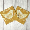 Coaster Set - Yellow Folk Birds 