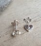 Sterling Silver Heart Stud Earrings, Small Studs - Image 6