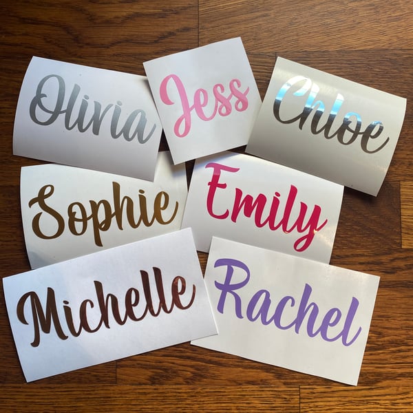 Personalised Vinyl Name Labels - For water bottles, wedding décor, wine glasses