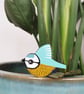Blue tit wall decoration, miniature flying bird, british birds art, hand painted - Image 5