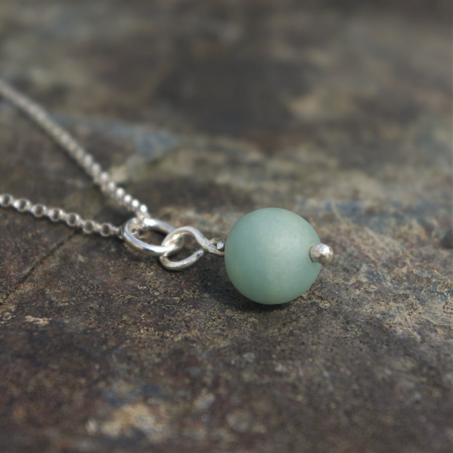 Silver Necklace with Amazonite Bead