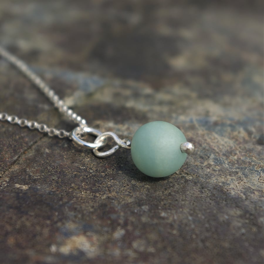 Silver Necklace with Amazonite Bead