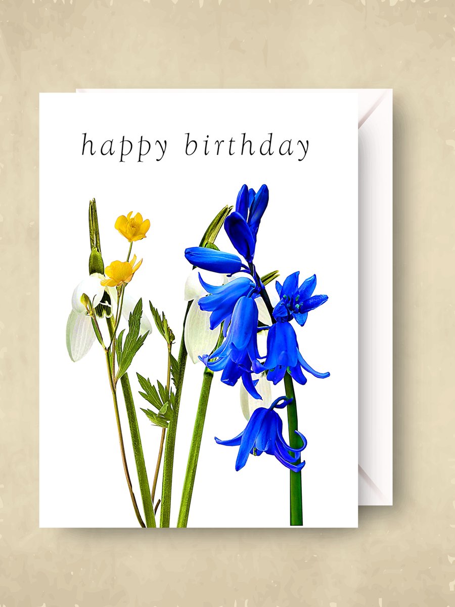 Bluebells, Snowdrops and Buttercups Birthday Card