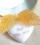 Personalised Angel Wings Memorial Heart Hanging - Remembrance Keepsake - Image 1