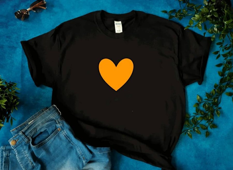 Single Heart T-shirt, unisex black t-shirt, for men, for women