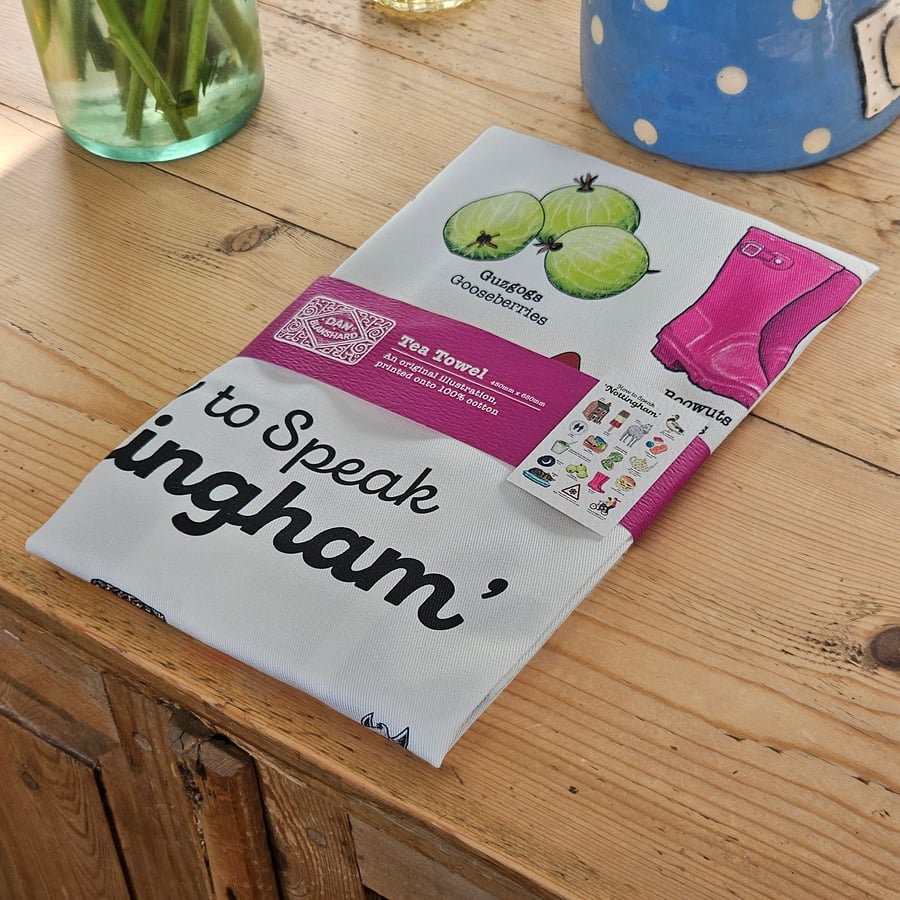 How to Speak Nottingham tea towel - 100% heavyweight cotton