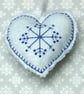 Embroidered felt hanging heart with snowflake detail - Image 1