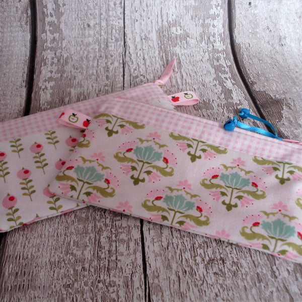 PINK CHECKED  PINK FLORAL PURSE,COIN PURSE,FABRIC PURSE,PURSE