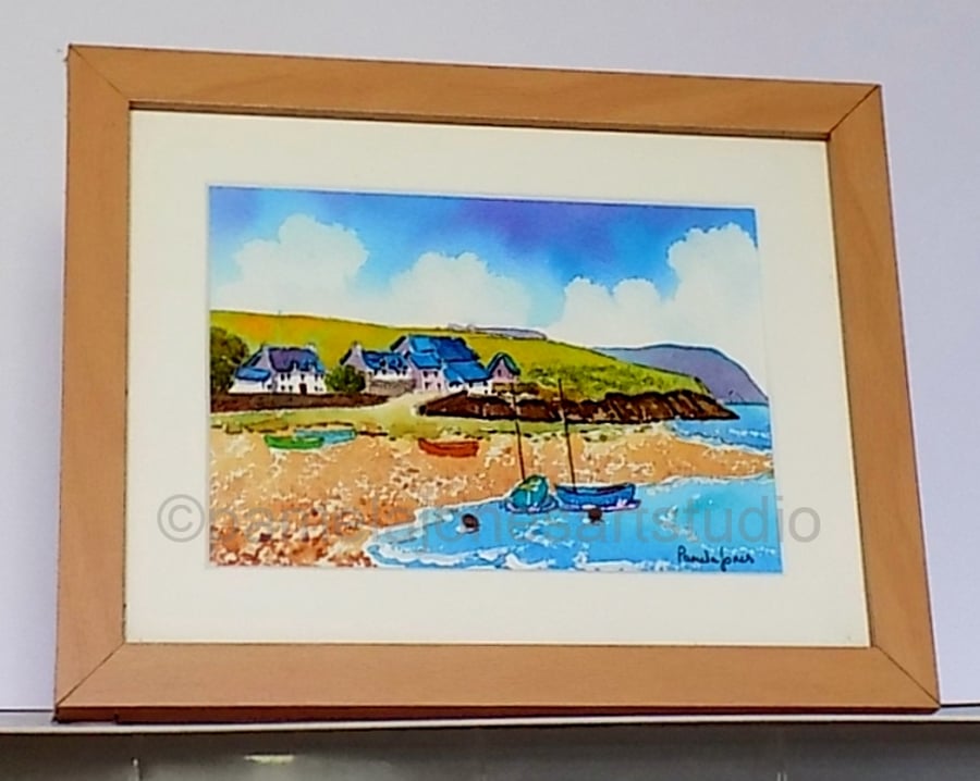 Parrog Bay, Newport, Pembrokeshire, Original watercolour in 9 x 7 '' Frame