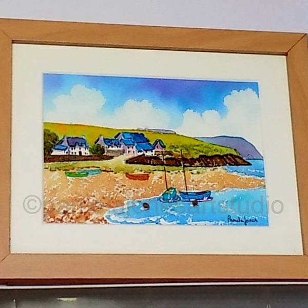 Parrog Bay, Newport, Pembrokeshire, Original watercolour in 9 x 7 '' Frame