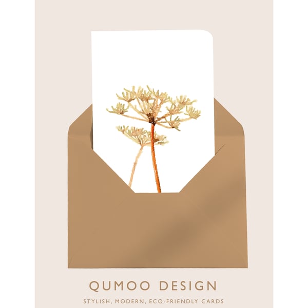 Seedhead flower birthday blank greetings Card (QM317)