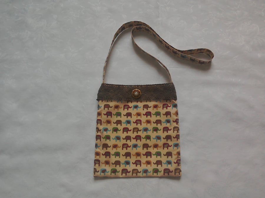 Girls bag, elephant fabric, holiday bag, gift for girls