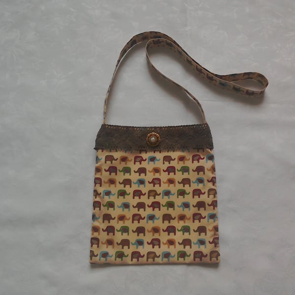 Girls bag, elephant fabric, holiday bag, gift for girls