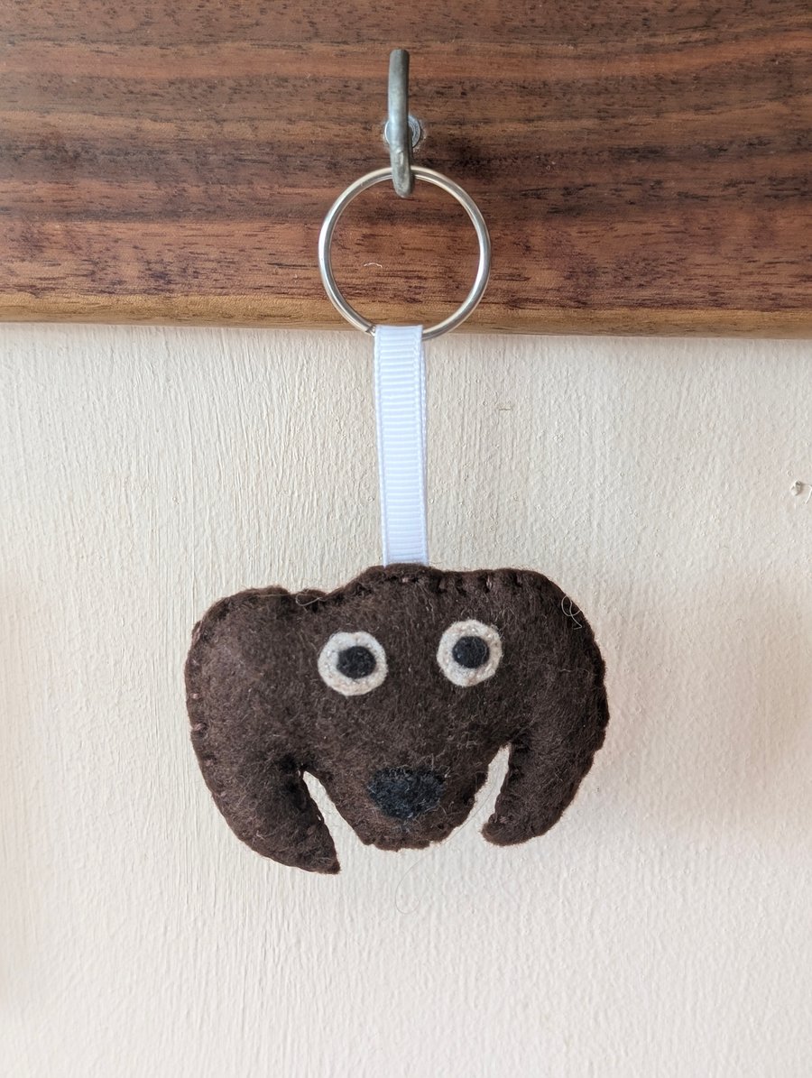 Handmade felt Miniature Dachshund dog keyring 