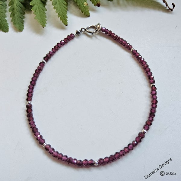  Designer Rhodolite Garnet 15cts Sterling Silver Bracelet 