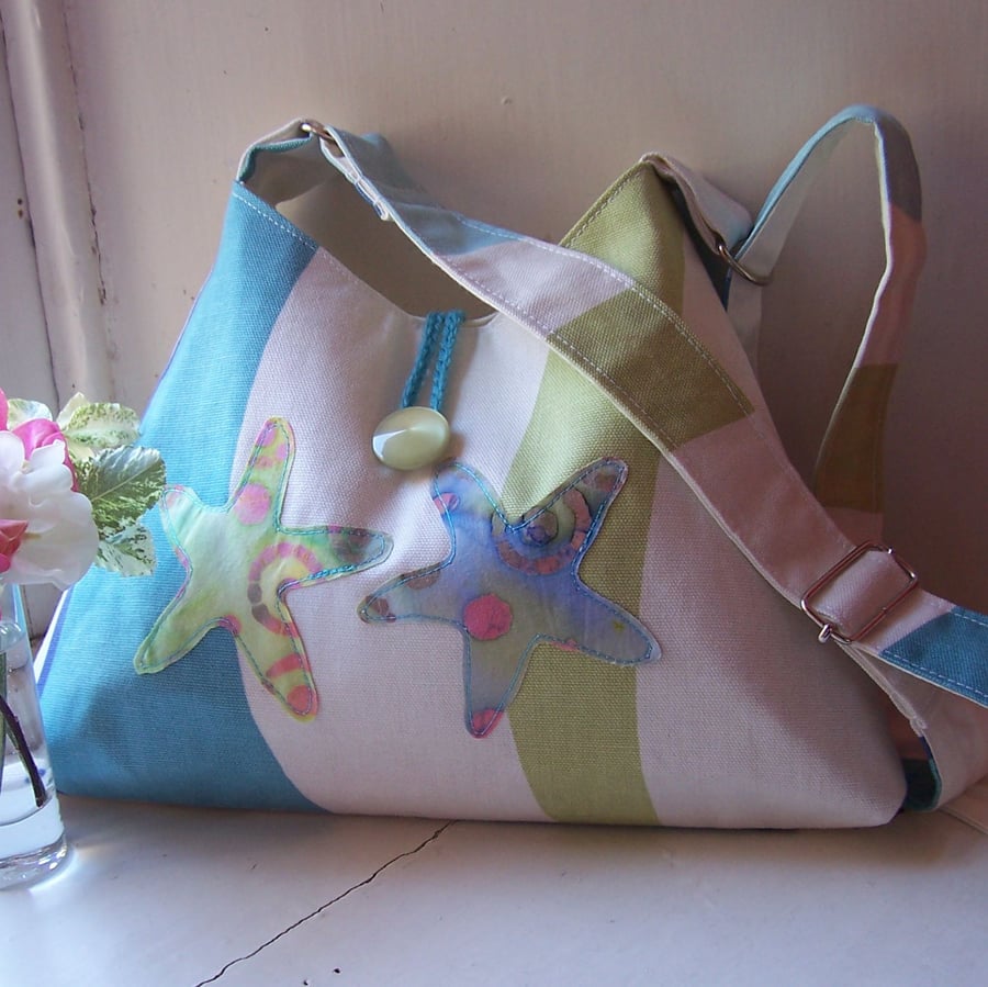 Sea theme summery textile shoulder bag - Starfish
