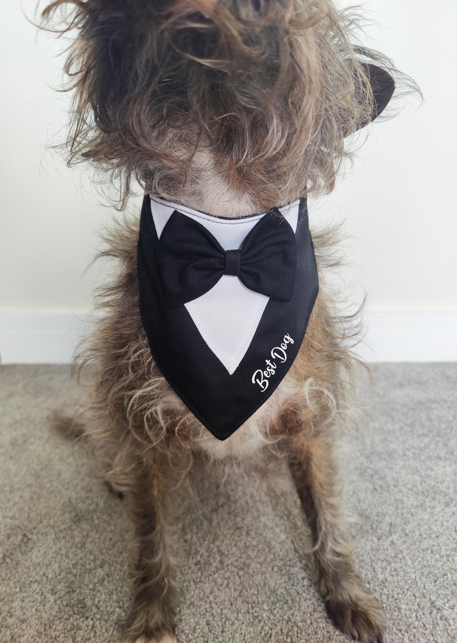 Personalised Dog Wedding Tuxedo Bandana