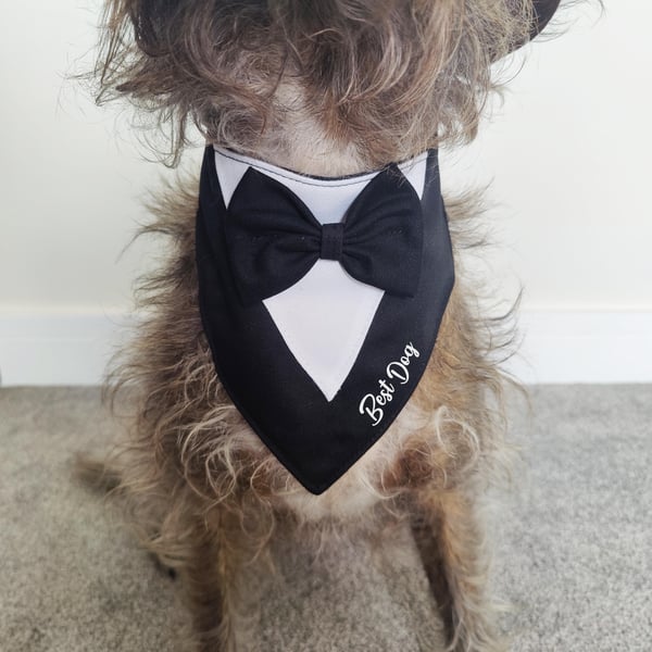 Personalised Dog Wedding Tuxedo Bandana