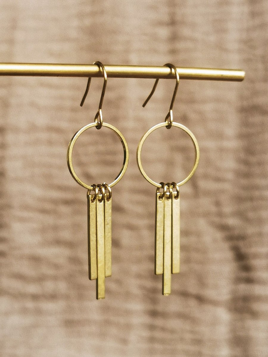 Handmade brass earrings, statement jewellery, long dangle earrings
