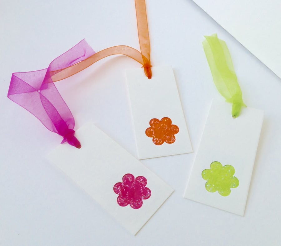 Gift Tags,Message Tags,Pack of Six,Blossom Shape Handmade Tags.