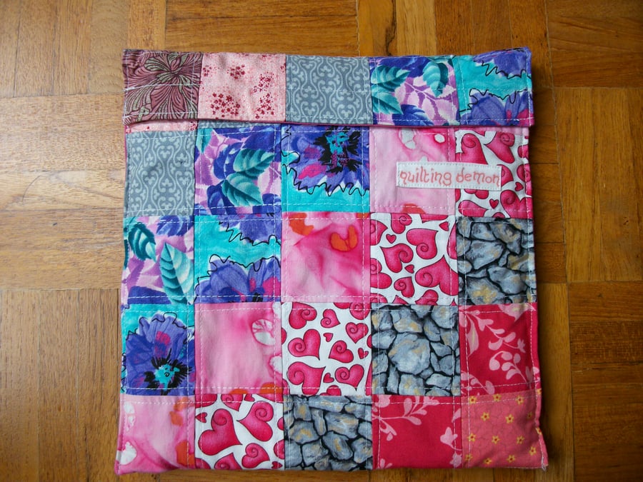 Patchwork Wheat Bag in Pink and Purple