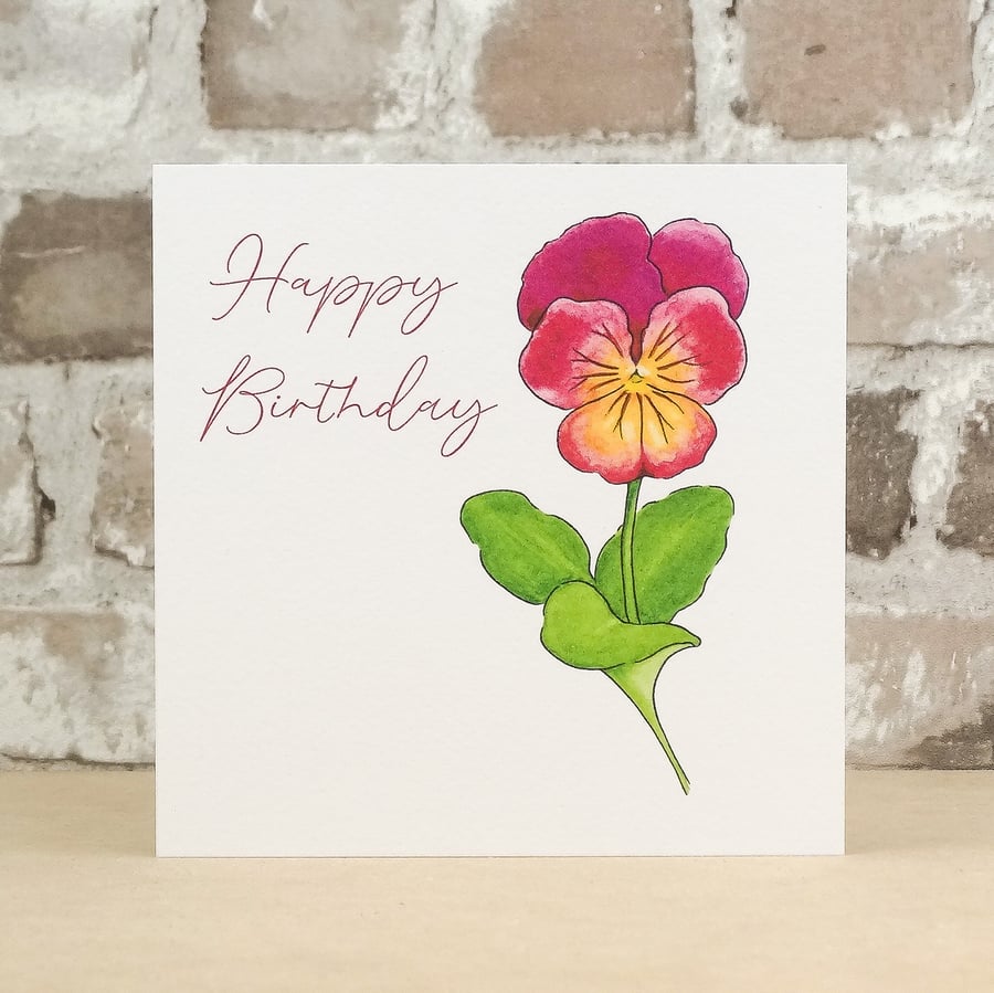 Birthday Card Floral Viola