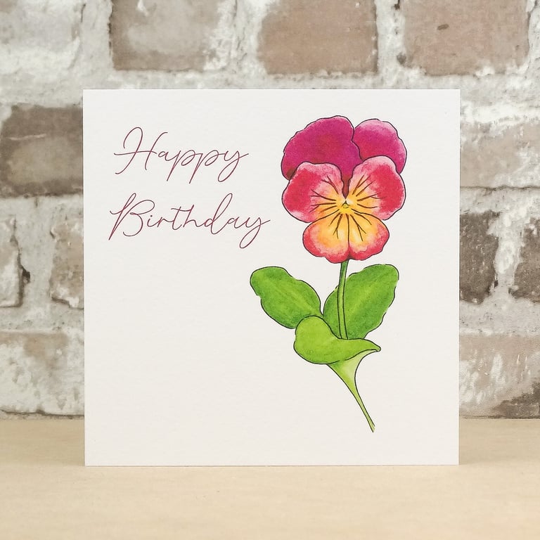 Birthday Card Floral Viola