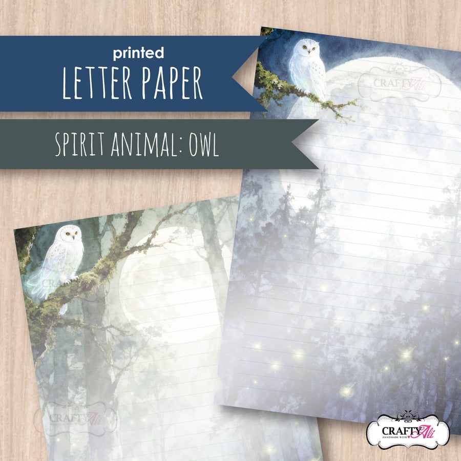 Letter Writing Paper - Spirit Animal Guides: Owls
