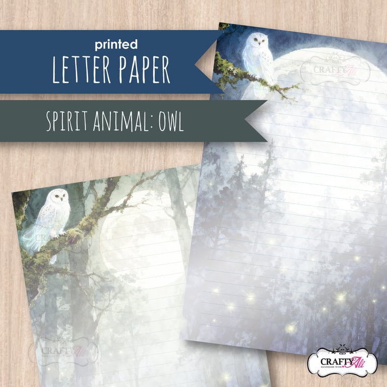 Letter Writing Paper - Spirit Animal Guides: Owls
