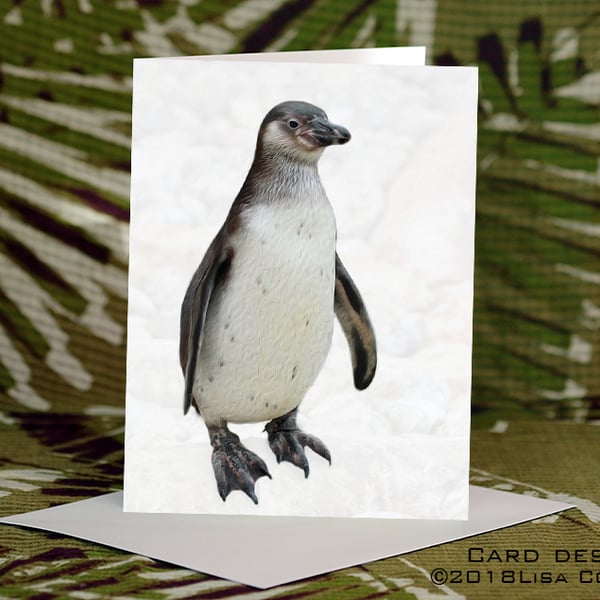 Exclusive Handmade Cute Penguin Greetings Card on Archive Photo Paper