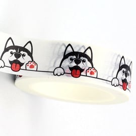 Husky Dog Washi, Siberian Husky Dog Decorative Tape, Journals, Scrapbooks 10m