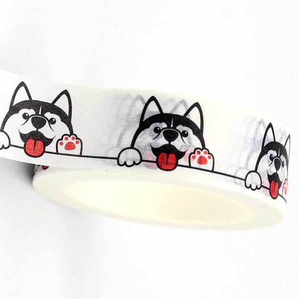 2 x Husky Dog Washi, Siberian Husky Dog Decorative Tape, Journals Scrapbooks 10m