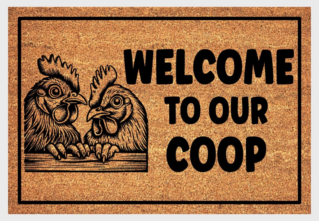 Welcome To Our Coop Door Mat No.1 - Chicken Welcome Mat - 3 Sizes