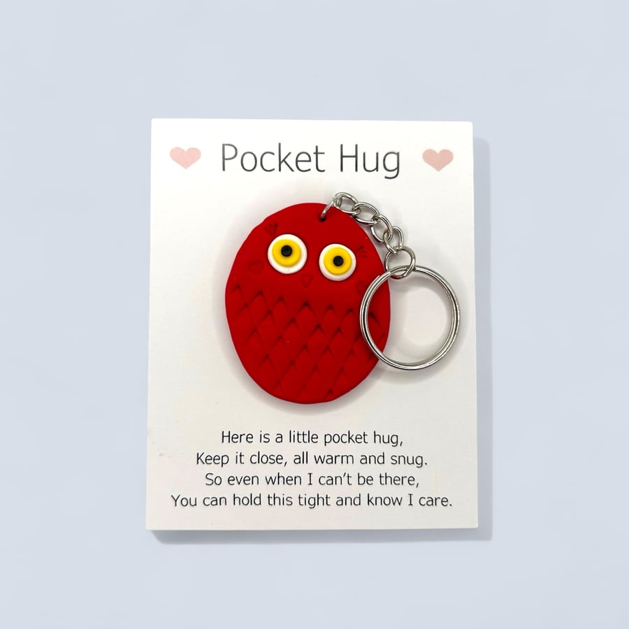 Red Owl Pocket Hug Keychain or Bag Charm