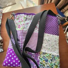 Hand stitched patchwork  crossbody bag purple