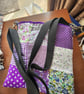 Hand stitched patchwork  crossbody bag purple