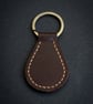 Dark Brown Full Grain Leather Teardrop Key Fob Saddle Stitched UK
