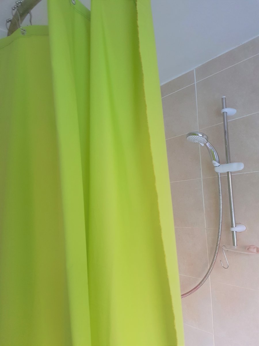 Lime Green Organic Cotton Shower Curtain, washable non-waxed